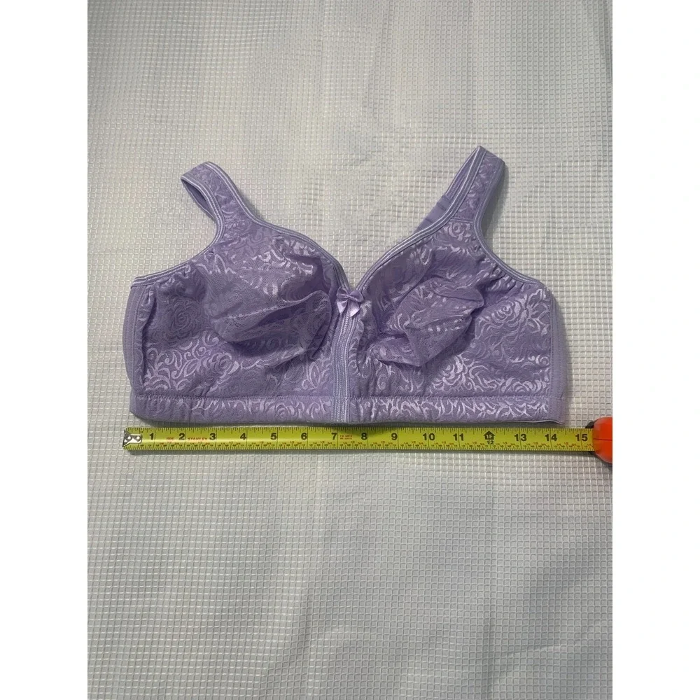 (D-115) Breezies Lace Bra 38DD Purple Front Closure Wireless Comfort QVC New